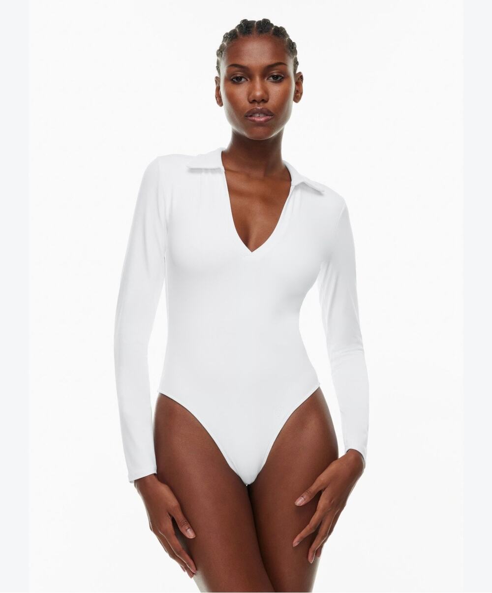 Babaton Aritzia Contour Polo Longsleeve White Size Medium